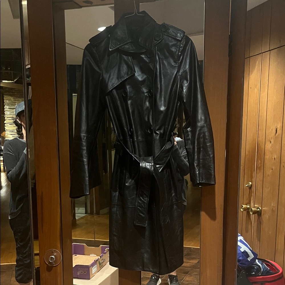Zara Basics Black LeatherTrench Coat